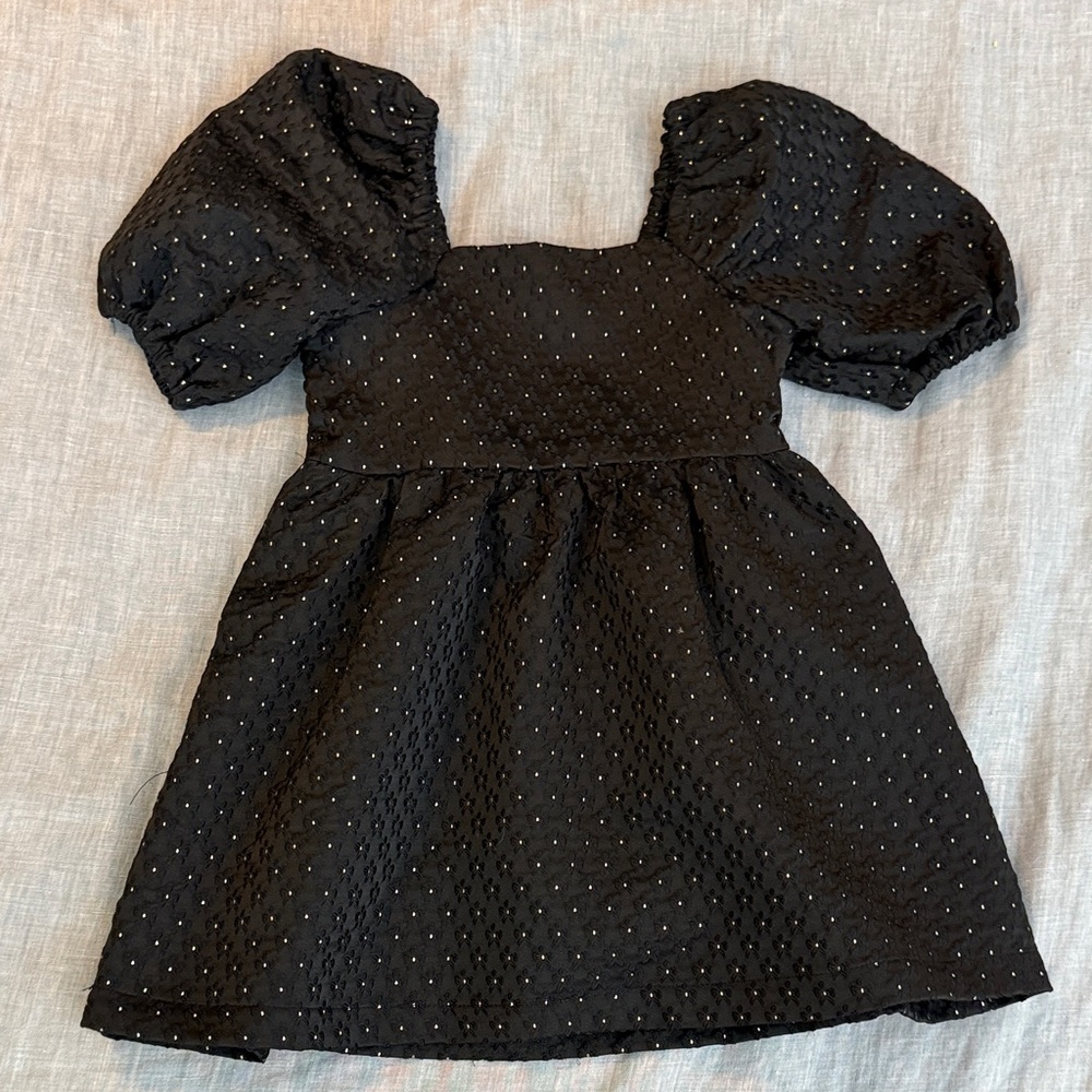Copper Key Black Puff Sleeve Square Neck Dress